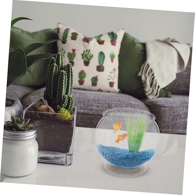Mipcase Round Desktop Fish Bowl Plastic Small Fish Tank for Shrimp and Turtle Aquarium for Home Office and Garden Decor