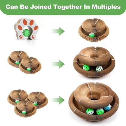 Goosheep 1 Pack Accordion Magic Organ Cat Scratcher Toys for Indoor Cats - Cardboard Cat Scratching Board Ball Scratcher Pad