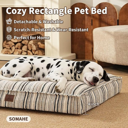 SOMAHE 4 Inch Orthopedic Dog Bed for Crate, 35 x 27 Inch, Orange Chenille | Washable Removable Cover, Waterproof Inner Liner, Non-Slip Bottom, Orthopedic Dog Crate Mattress for Medium & Large Dogs