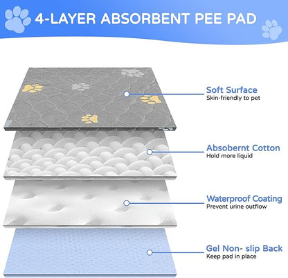 Aitmexcn Washable Puppy Dog Pee Pad, 2PCS 100% Waterproof Whelping Training Mat for Puppy/Senior Dog, Fast Drying Reusable Puppy Pads for Indoor, Outdoor and Car Travel- 36x41'' Llight Gray