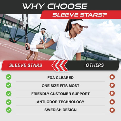 Sleeve Stars Tennis Elbow Brace for Men & Women, Tendonitis Elbow Brace & Strap Golfers Elbow Brace Counterforce Band for Tendon Pain Relief & Support for Forearm w/ 3 Straps Fits 9-23" (Single) (2, Beige, One Size)