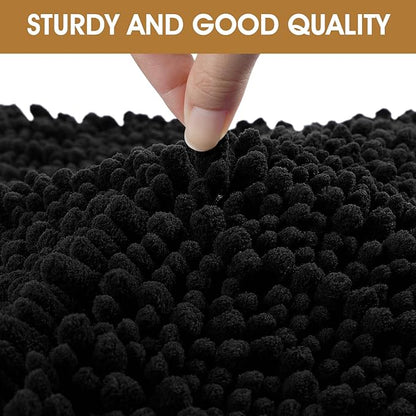 IM HOME Large Dog Door Mats for Muddy Paws, 48" x 30" Chenille Absorbent Mud Mat for Dogs, Non Slip Heavy Dog Rugs for Muddy Paws, Soft Indoor Door Mat for Entryway, Mud Paw, Inside Floor, Black