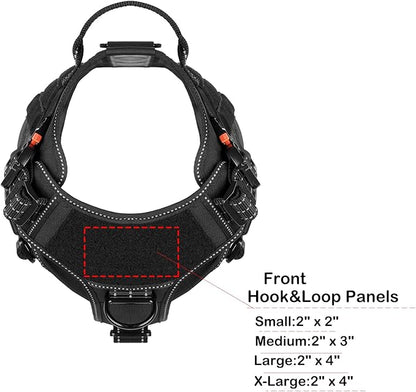 ICEFANG Tactical Dog Harness, X-Large Size,2X Metal Buckle,Working Dog MOLLE Vest with Handle,No Pulling Front Leash Clip,Hook and Loop Panel (Black,XL (Pack of 1))