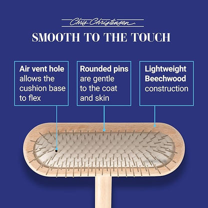 Chris Christensen Mini Grooming Brush - Comfortable High-Grade Stainless-Steel Rounded and Polished Pins - Removes Long & Loose Hair from Dogs & Cats