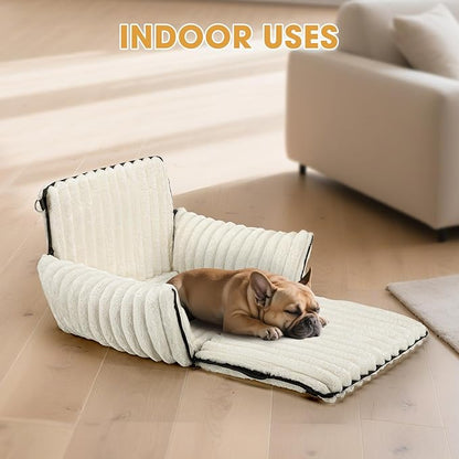MIXJOY 6-in-1 Dog Car Seat for Small/Medium Dogs up to 25 lbs, Multi-Functional Dog Carrier for Car with Detachable Washable Cover, Pet Travel Bed with Clip-On Safety Leash, Beige