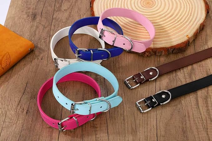 Rose Red Soft Leather Dog Collar for Small,Medium, Large Dog, Comfortable and Adjustable(Wide: 0.95'' for Dog's Neck: 13''~18'', Rose Red, L)