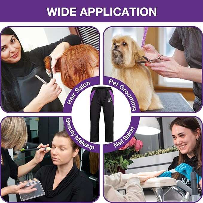 Noverlife Breathable Grooming Pants, XL Size, Anti-Static Pet Beautician Trousers with 2 Pockets, Dog Cat Groomer Cosmetologist Uniforms, Soft Pet Groomer Trousers, Splash Proof Trousers for Pet Store