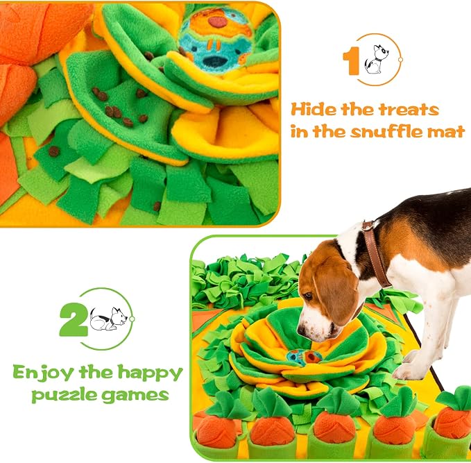 Pet Snuffle Mat for Dogs Sniff Mat Nosework Feeding Mat Slow Feeder Interactive Dog Puzzle Toys for Training and Stress Relief Encourages Natural Foraging Skills (31''x19'')