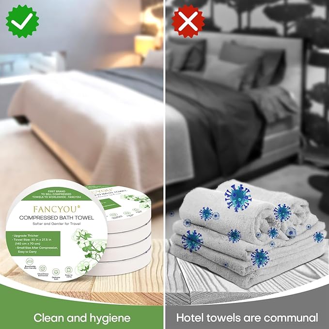 Disposable Bath Towels Compressed Towel, 55''X27.5'' Large Thicken Travel Towel Disposable Camping Shower Body Towels for Hotel Beach Swimming Pet Towels (24 Pack Green)