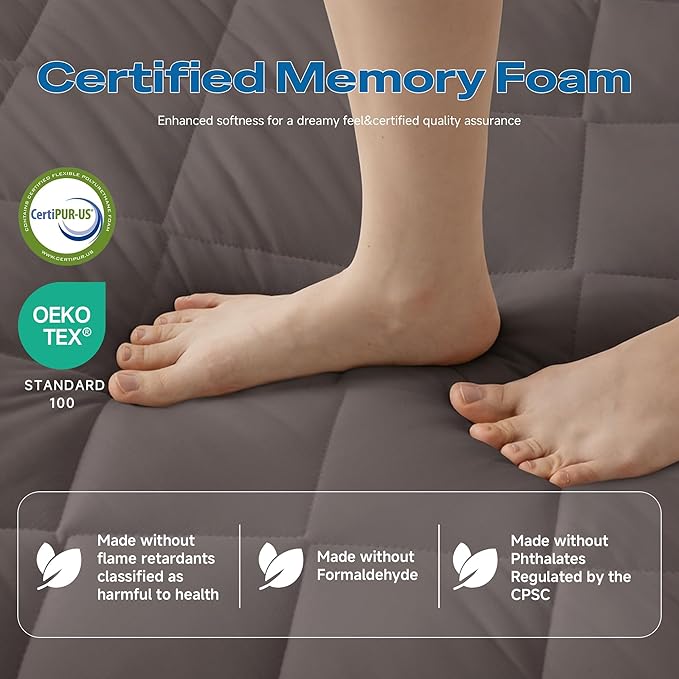 Aircliff Japanese Floor Futon Mattress, Roll Up Tatami Mat, Sleeping Pad, Shikibuton, CertiPUR-US Certified Foam Floor Bed Mattress for Sleeping, Dormitory, Guest Bed, Designed in Japan(Grey, Queen)