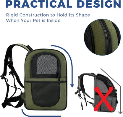 Apollo Walker Dog & Cat Carrier Backpack for 4-15lb Pets - Ventilated Safe Design with Padded Back Support, Breathable Mesh Pet Backpack for Hiking, Travel, Outdoor (Green)