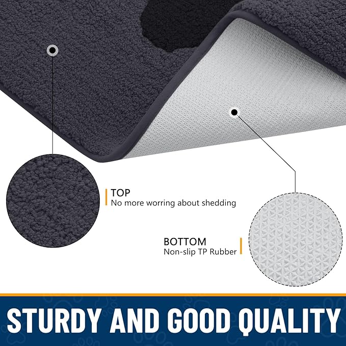 Smiry Dog Door Mat for Muddy Paws, Absorbs Moisture and Dirt, Low-Profile Entryway Mat with Non-Slip Backing, Entry Indoor Outdoor Doormat for Inside Floor (59x24 Inches, Black, Paw)