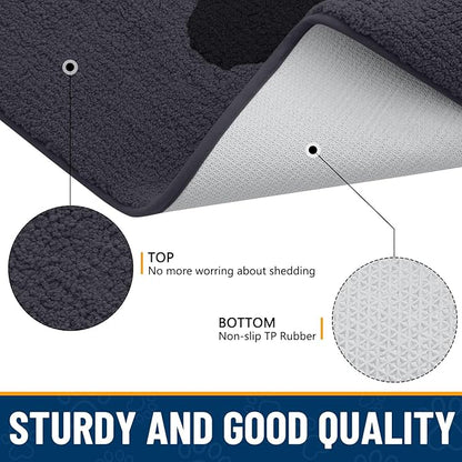 Smiry Dog Door Mat for Muddy Paws, Absorbs Moisture and Dirt, Low-Profile Entryway Mat with Non-Slip Backing, Entry Indoor Outdoor Doormat for Inside Floor (59x24 Inches, Black, Paw)