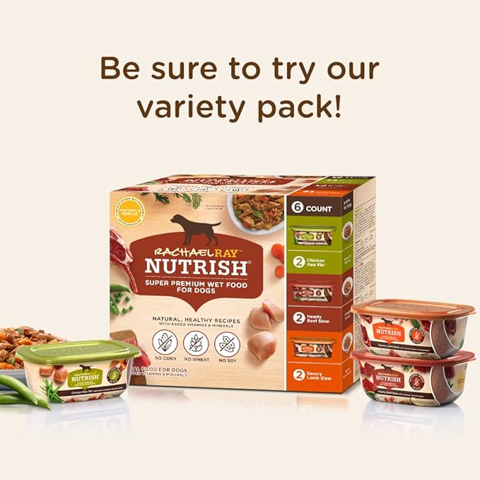 Nutrish Rachael Ray Premium Natural Wet Dog Food, Beef Stroganwoof Recipe, 8 Ounce Tub (Pack of 8)