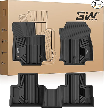 3W Floor Mats for Toyota RAV4 2019-2025, TPE All-Weather Custom Fit | Fits LE/XLE/Limited/TRD/Adventure trims, not for Hybrid/Prime/PHEV, custom fit, Premium TPE, raised edges trap dirt