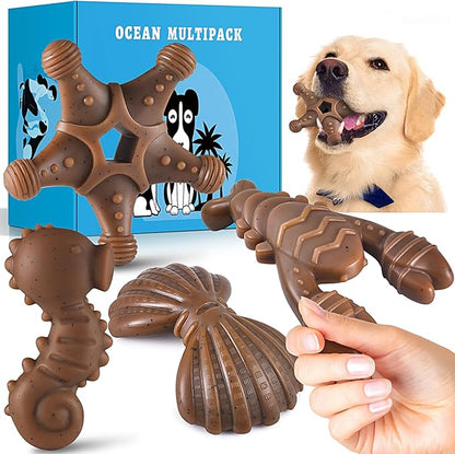 PETSTA Tough Dog Toys for Aggressive Chewers, Chew Toys for Aggressive Chewers, Indestructible Dog Toy for Large Medium Small Breed, 3 Pack Super Chewer Dog Toys with Nylon, Gift for Dogs