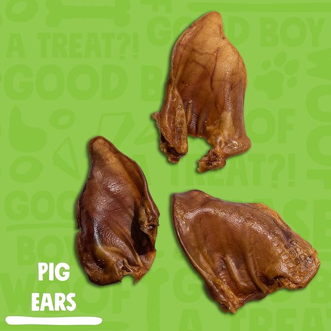 Natural Whole Pig Ears for Dogs Large, Pigs Ears for Dogs - Premium Dog Ear Treat - Dog Chew Treats for Large and Small Breeds (12 Pack)