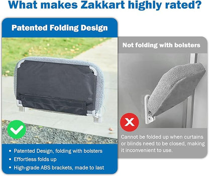 Zakkart Foldable Cat Hammock for Window - Cordless, Machine Washable Bed, Robust Metal Frame & ABS Brackets - Cat Window Perch for Large Cats and Kitten (Brown Bolster Bed, Large)