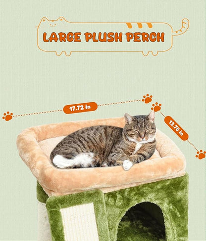 SYANDLVY Small Cat Tree for Indoor Cats, Cat Tower with Scratching Post, Modern Activity House for Large Cats, Condo with Board, Kittens Cave