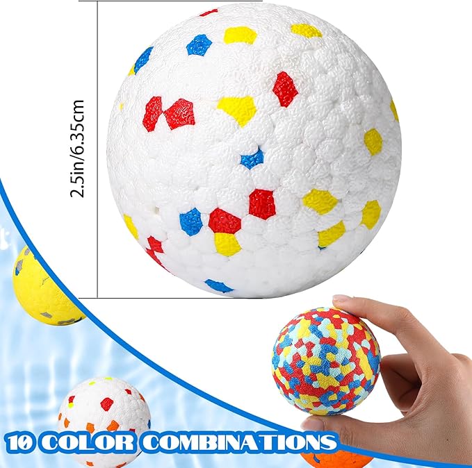 Lenwen 10 Pcs Dog Toy Ball for Aggressive Chewers Interactive Dog Ball for Boredom and Stimulating Bouncy Floating Rubber Toy for Large Medium Small Puppy(2.5 Inch,Glitter Color)