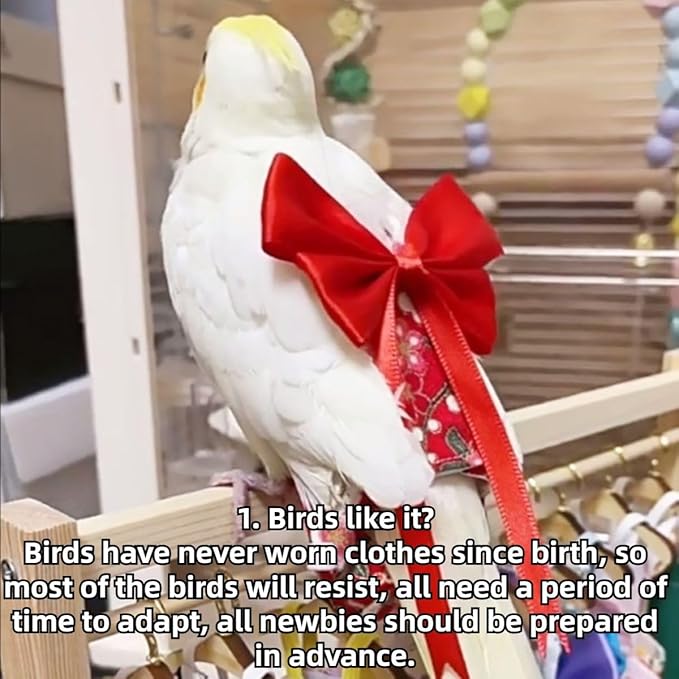 Bird Diaper Parrot Washable Diapers, Parrot Flight Suit, Reusable Nappies for Parakeet Cockatiel Mini Macaw Budgie Conure Lovebird (Beige,2M)