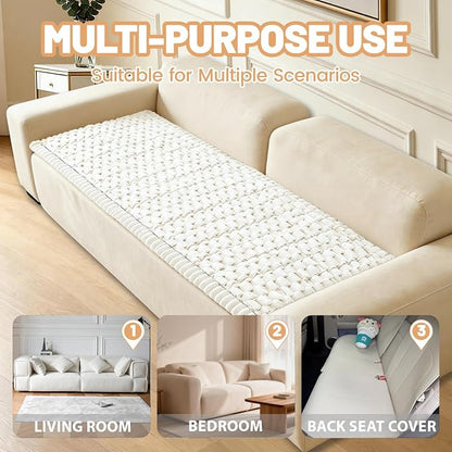 Couch Cover for Dogs Washable,Non Slip Fuzzy Durable Pet Friendly Cozy | Soft Slipcovers for 3 Cushion Sofa Cover,Plush Thick Protector Fits Mat Bed Leather & Fabric Couches (Beige 27.6"x59")