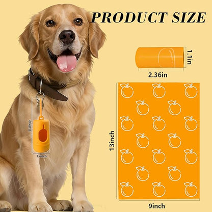 Citrus Scented Dog Poop Bags - 360 counts Orange Pet Waste Bags with Dispensers, Extra Large 13x9 Inch Leak-Proof Fragrance Bags for Dogs Walking and Cat Litter