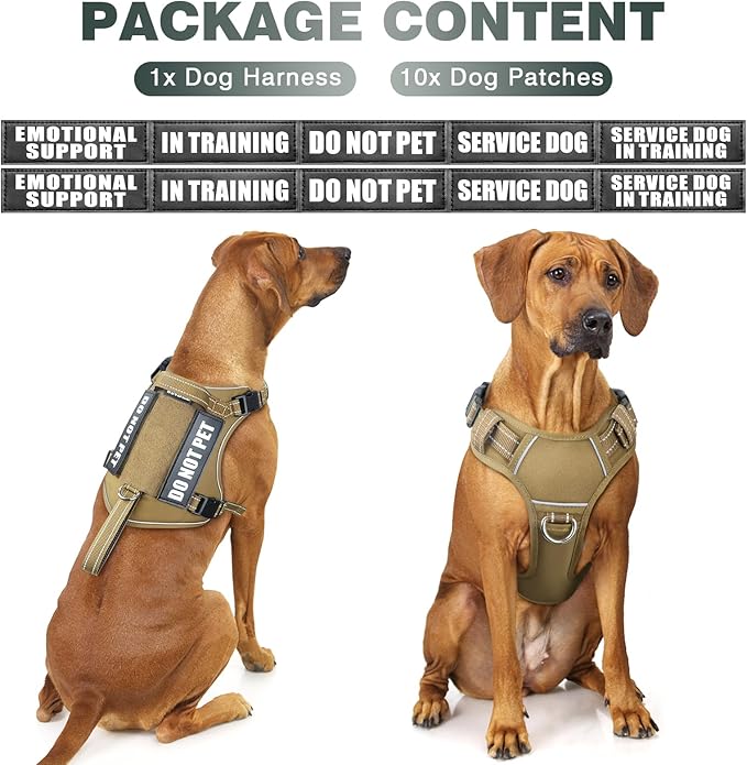 WINSEE Tactical Dog Harness, No Pull Dog Harness for Medium Large Dogs with Handle & Molle, Military Service Dog Vest Harness in Training Pet Harness for Small Dogs
