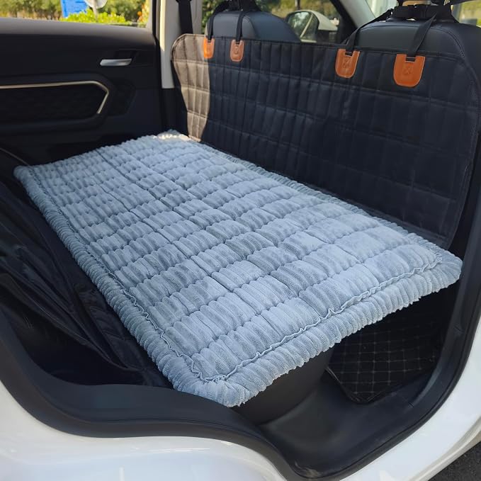 Dog Bed for Car, Backseat Pet Bed Mat, Dog Seat Cover for Car Back Seat, Non-Slip Travel Pet Mat, Fit for Backseat Extenders and Seat Covers (LightGray, 24.8x54inch)