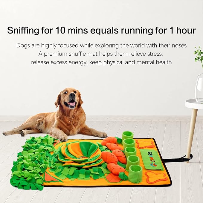 Pet Snuffle Mat for Dogs Sniff Mat Nosework Feeding Mat Slow Feeder Interactive Dog Puzzle Toys for Training and Stress Relief Encourages Natural Foraging Skills (31''x19'')