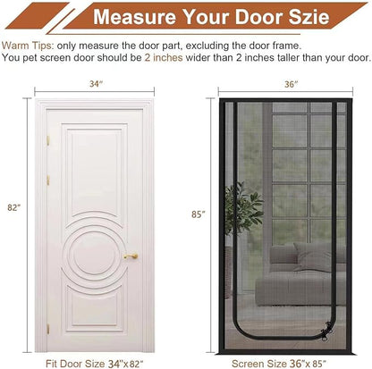 Dixutzi Reinforced Cat Screen Door Fits Door Size 34''x 82'', Heavy Duty Pets Proof Screen Door with Zipper, Prevent Dogs Cats Running Out from Home (Black)