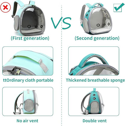 Portable Travel pet Backpack Carrier Hamster Bag Guinea Pig Bird Small Dog cat Turtle Carrier Rabbit Cage Squirrel Bearded Dragon Breathable Hangbag (Green)