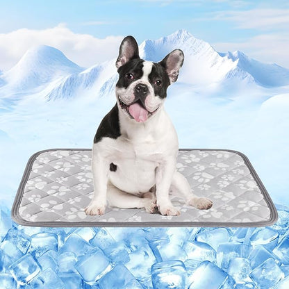 Rywell Cooling Mat for Dogs New Grey Edition, 30''x 20''Endothermic Color Changing Arc-Chill Cooling Fiber,Washable Non-Toxic Summer Pet Outdoor Bed Mat, Non-Slip&Foldable