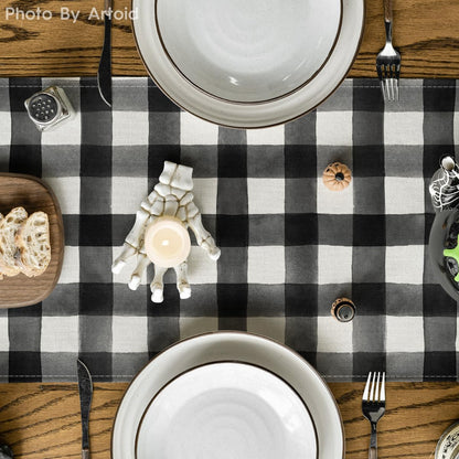 Artoid Mode Buffalo Plaid Bat Pumpkin Ghost Truck Spooky Halloween Table Runner, Sensonal Kitchen Dining Table Decoration for Home Party Decor 13x90 Inch
