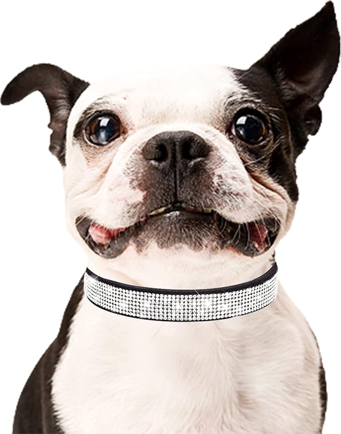 Bling Dog Collar for Small Medium Large Dogs, Rhinestone Dog Collars for Girl and boy Dog, Diamond Puppy Collars, Adjustable Leather Suede SOFE Cat Collar (S(10.6"-13"/27CM-33CM), Black1)