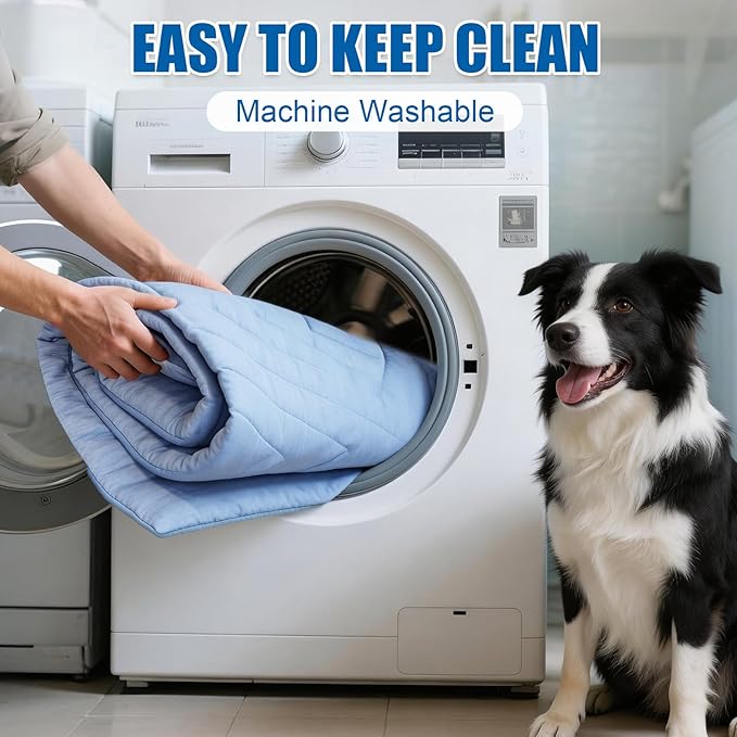 Dog Cooling Mat Self Coolings Foldable Cooling Pad for Dog in Summer Coolings Mat for Dogs and Cats Machine Washable (Rectangle,Blue, X-Large-59 L x 40" W)