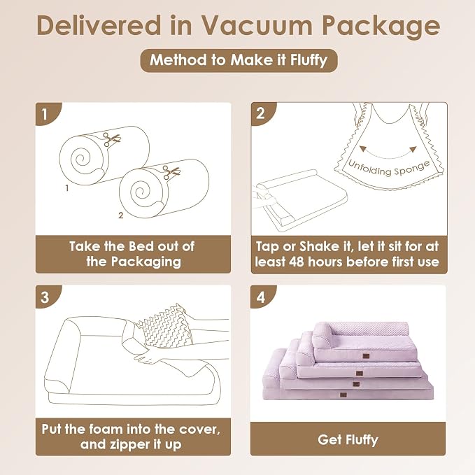 EHEYCIGA Memory Foam Dog Bed for Crate, L Plus Orthopedic Dog Bed, Lilac | Washable Removable Cover, Waterproof Flat Pet Sofa Couch with Nonskid Bottom, 41x27x6.5