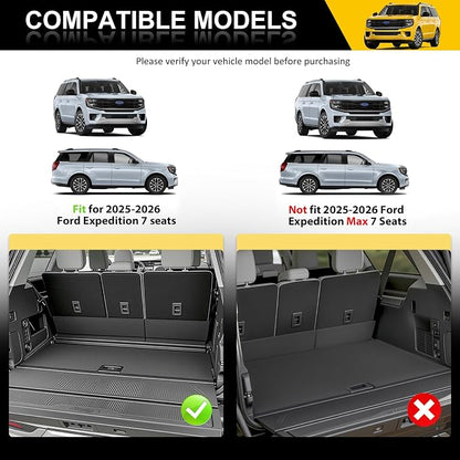 Trunk Mat & Backrest Mat for 2025 2026 Ford Expedition/Lincoln Navigator Standard 7 Seats(Not for Max/L Models), Rear Seat Back Cover Cargo Liner Only for 25 26 Expedition/Navigator Accessories