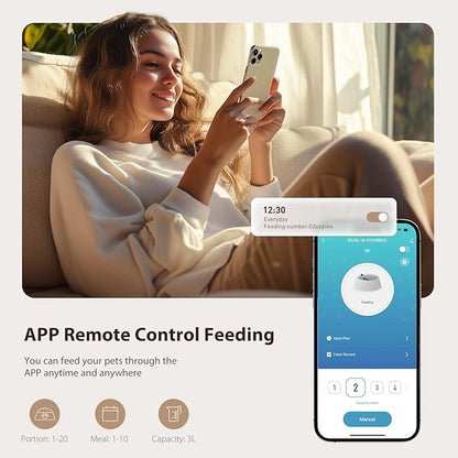 IMIPAW 5G WiFi Automatic Cat Feeder and Water Dispenser, Timed Dry Food Dispenser APP Remote Control, Programmable Portions, with Desiccant, Cat Fountains for Drinking with Filter, Small Pets (Combo)