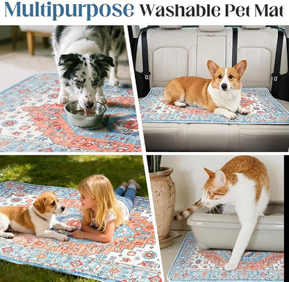 Washable Pee Pads for Dogs, 2 Pack Reusable Puppy Training Pads 48"x48" Super Absorbent Waterproof Dog Training Pads, Non-Slip Potty Pads, Whelping Pads Litter Mat Orange/Mix