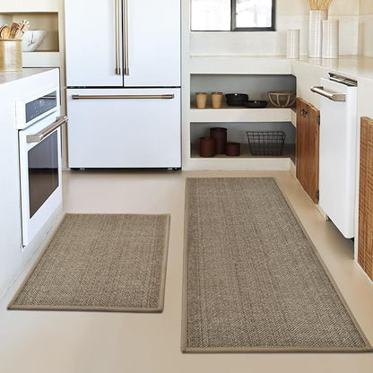 Artoid Mode Washable Non-Skid Kitchen Rugs and Mats Set of 2, Rubber Backing Kitchen Mats for Floor Front of Sink Home Decor - 17x29 and 17x47 Inch