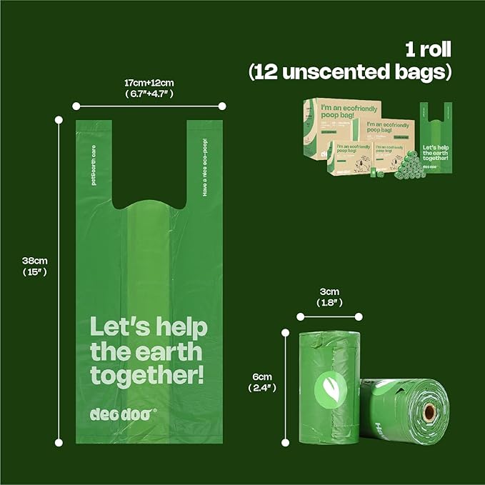 Dog Poop Bags with Handles Large Size 40 Rolls 480 Counts Big Sizes Leak Proof and Extra Thick Waste Bags Refill Rolls for Walking Medium Large Dogs Cats Litter Unscented