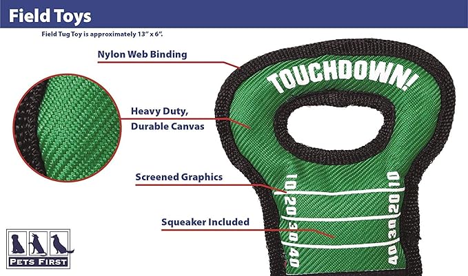 NFL Football Field DOG TOY with Squeaker. - INDIANAPOLIS COLTS - For Tug, Toss, and Fetch. - Tough & Durable PET TOY