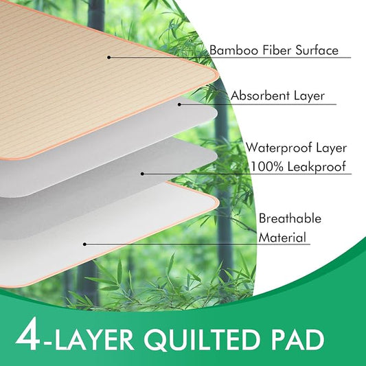 King Size Bed Pads for Incontinence Washable Waterproof, 71" x 59" (Pack of 1) - Reusable Extra Large Colored Cotton Pee Pads for Adults, Elderly, Pet, 4-Layer Underpads for Sofa,Furniture -KELISITING