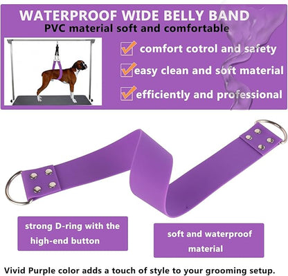 Pet Dog Grooming Belly Straps - 2 Inch Pet Dog Grooming Loops Sky Blue Groomer Belly Support Band Wide Waterproof Strong PVC Belly Loop Grooming Restraint for Pets Bathing Grooming (Sky Blue-Short)