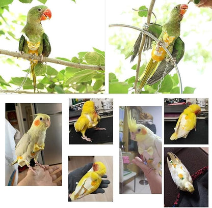 Diaper Flight Suite Liners for Birds Protective Nappy with Waterproof Inner Layer Cute Urine Wet Suit for Parrot Macaw African Budgies Conure Monk Parakeet (L,Yellow)