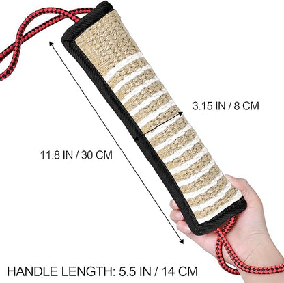 ToLanbbt Dog Tug Toy Bite Jute Pillow Pull Toy with 2 Strong Handles Perfect for Tug of War, Puppy Interactive Play, Tear Resistant Bite Training for Small Medium Large Dogs (Black-Rhombic)