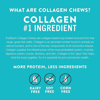 TRURANCH Collagen Chips - Collagen Dog Treats - Long Lasting Healthy Joint Support - Rawhide Alternative Chips - Skin & Coat Health - Made with Real Peanut Butter, Value Pack, 15 Bag, 7.5 lbs