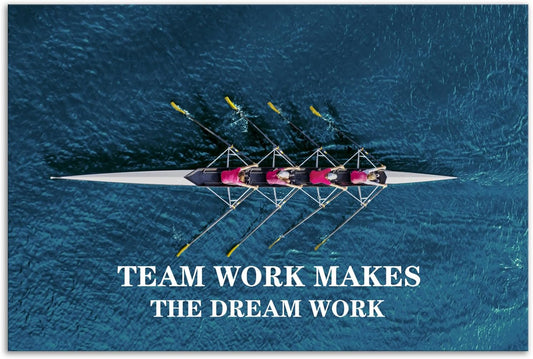 Inspirational Wall Art Motivational Quotes Wall Decor Team Work Makes The Dream Work Prints on Canvas Poster Team Pictures Modern Painting Artwork Office Wall Decor Gym Home Framed[24" W x 36" H]