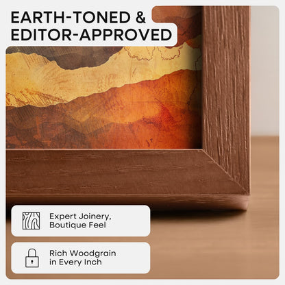 Homeforia 11x22 Newspaper Frame Brown, High End Dark Oak 11 x 22 Picture Frame Wood without Mat, 22x11 Wooden Walnut Poster Frames for Wall, 11 by 22 Display Frames, Tempered Glass, Wall Kit, Set of 1